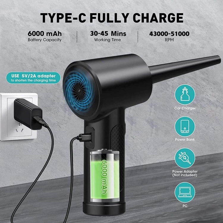 68W 51000RPM Portable Handheld Dust Blower Wireless Vacuum Cleaner With LED Lamp Lighting(6000mAh)