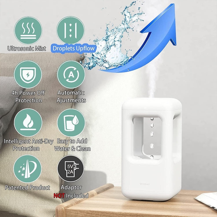 Anti-Gravity Water Droplet Backflow Humidifier Atmosphere Lamp Atomizer(White)