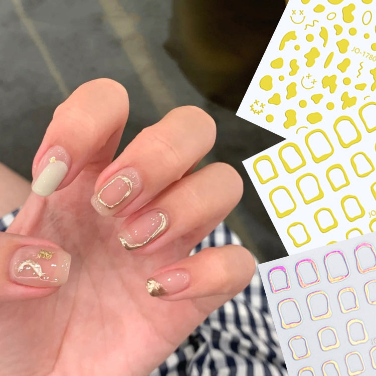 10 PCS Cow Color Block Nail Art Stickers