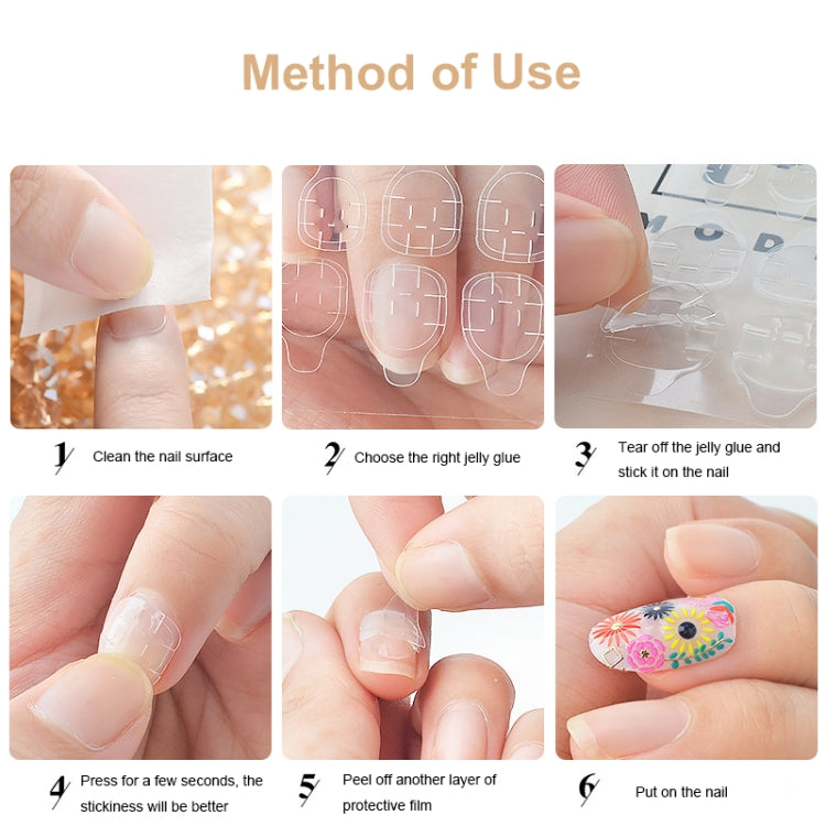 30 PCS 24 Stickers/Sheet Nail Art Double Sided Jelly Glue, Specification: with Indentation
