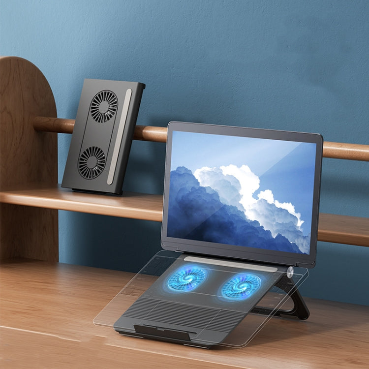D33  2 Fan Laptop Cooling Bracket Folding Portable Liftable Tablet Bracket