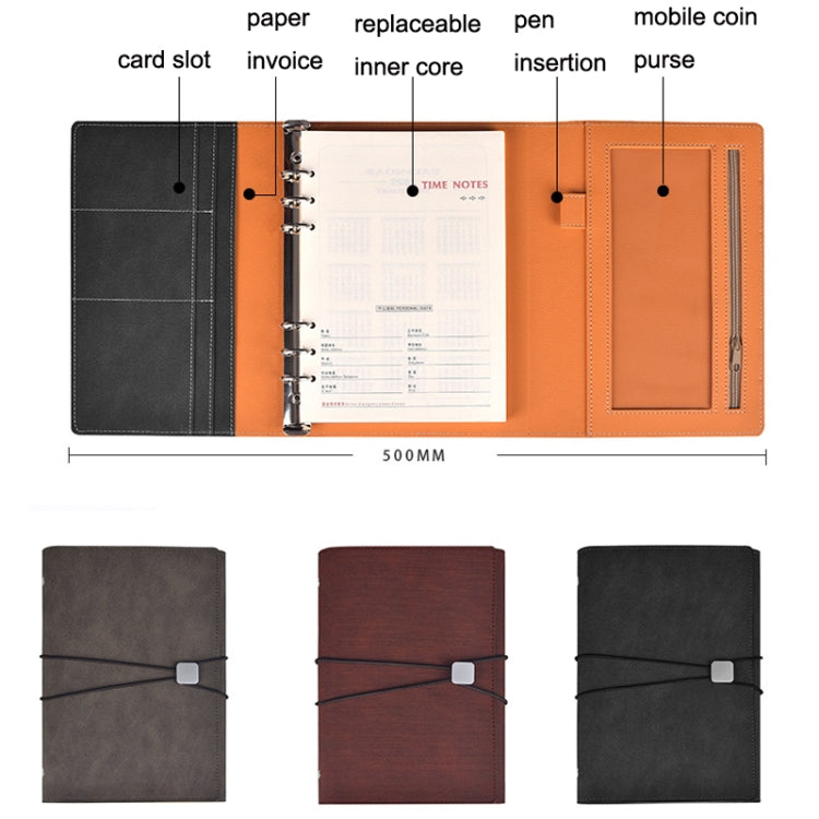 A5 Business Loose-leaf Notebook Office Stationery Leather PU Notepad