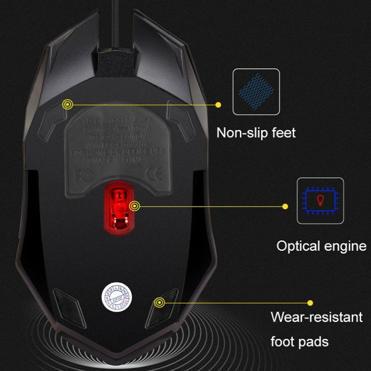 FV-136 Wired Photoelectric Colorful Breathing Light Gaming Office Mouse