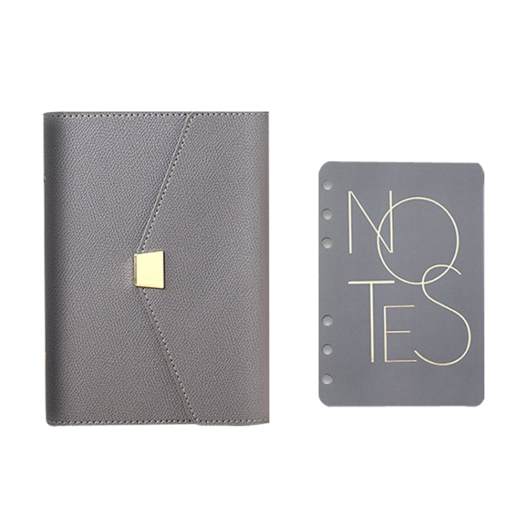 Detachable Soft Leather Loose-Leaf Notebook Business Hand Account Diary, Size: A5 (Gray)
