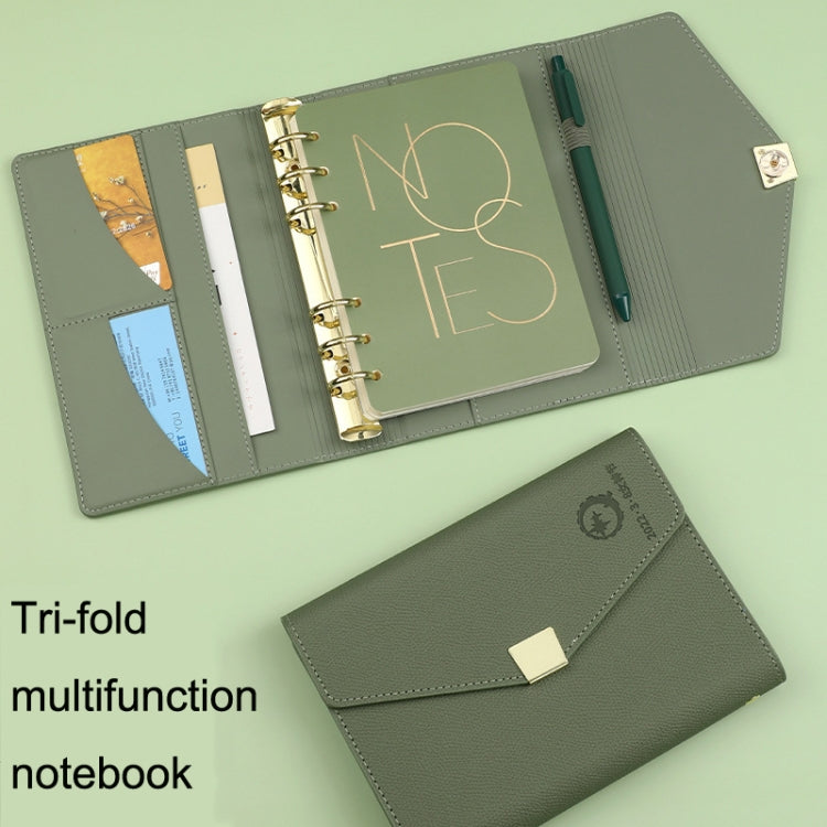 Detachable Soft Leather Loose-Leaf Notebook Business Hand Account Diary, Size: A6 (Midnight Blue)