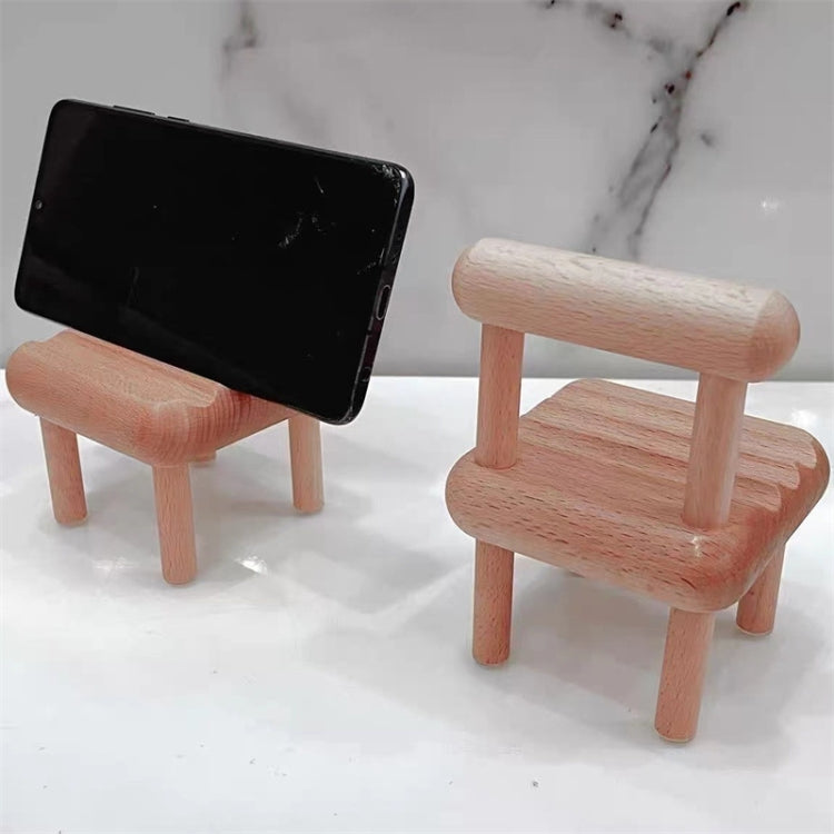 Solid Wood Mobile Phone Stand Chair Ornament Mobile Phone Base(Beech)