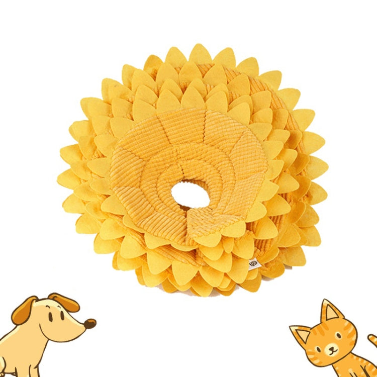 Cat Anti-bite Sunflower Soft Cloth Collar Pet Supplies, Specification: L(Yellow)