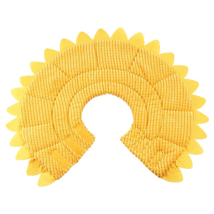 Cat Anti-bite Sunflower Soft Cloth Collar Pet Supplies, Specification: L(Yellow)