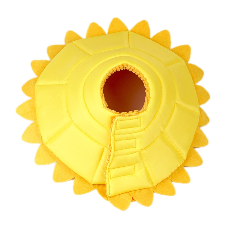 Cat Anti-bite Sunflower Soft Cloth Collar Pet Supplies, Specification: L(Yellow)