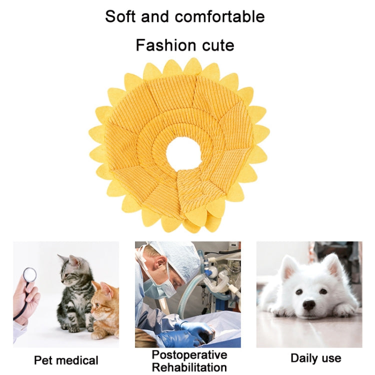 Cat Anti-bite Sunflower Soft Cloth Collar Pet Supplies, Specification: L(Yellow)
