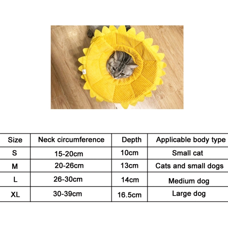 Cat Anti-bite Sunflower Soft Cloth Collar Pet Supplies, Specification: L(Yellow)
