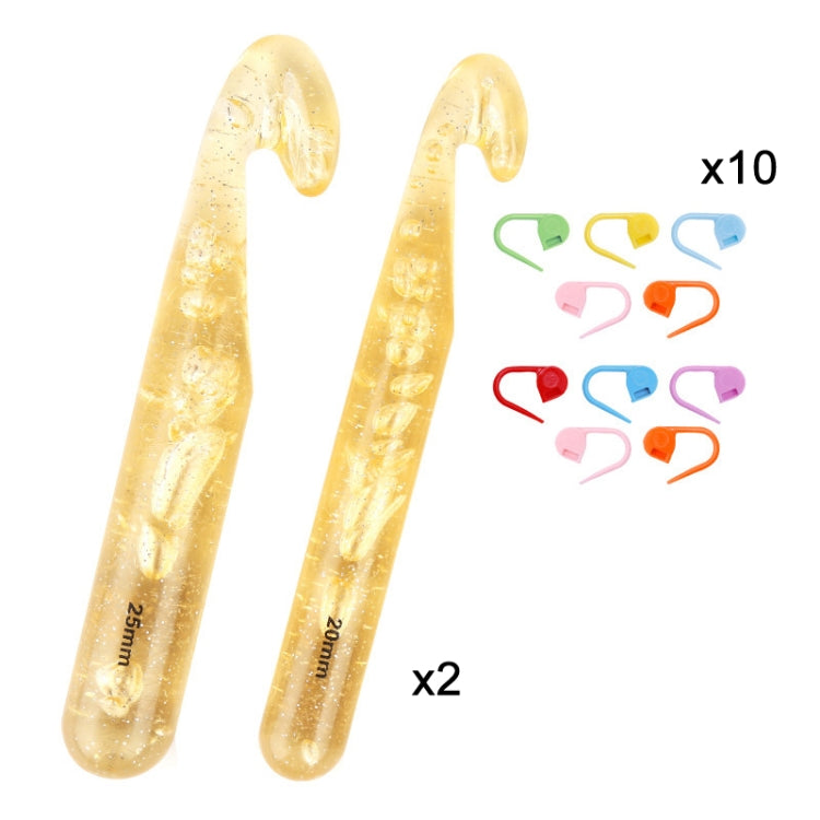 20mm+25mm+10 Pins Transparent Bold Crystal Crochet Knitting Tool Set