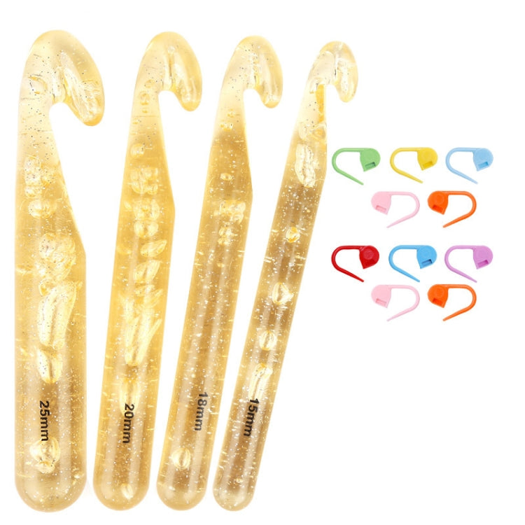 15mm+18mm+20mm+25mm+10 Pins Transparent Bold Crystal Crochet Knitting Tool Set