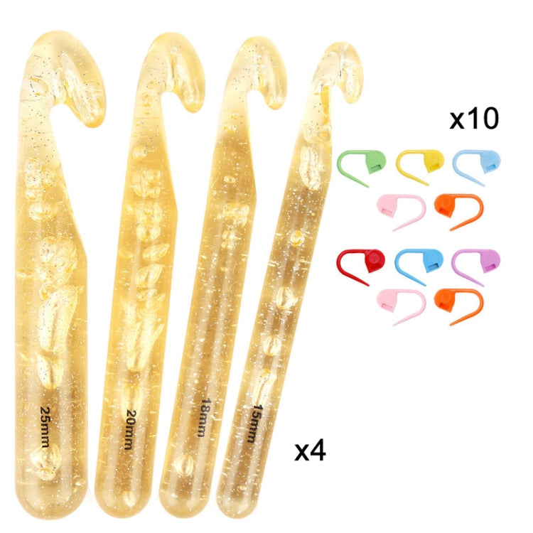 15mm+18mm+20mm+25mm+10 Pins Transparent Bold Crystal Crochet Knitting Tool Set