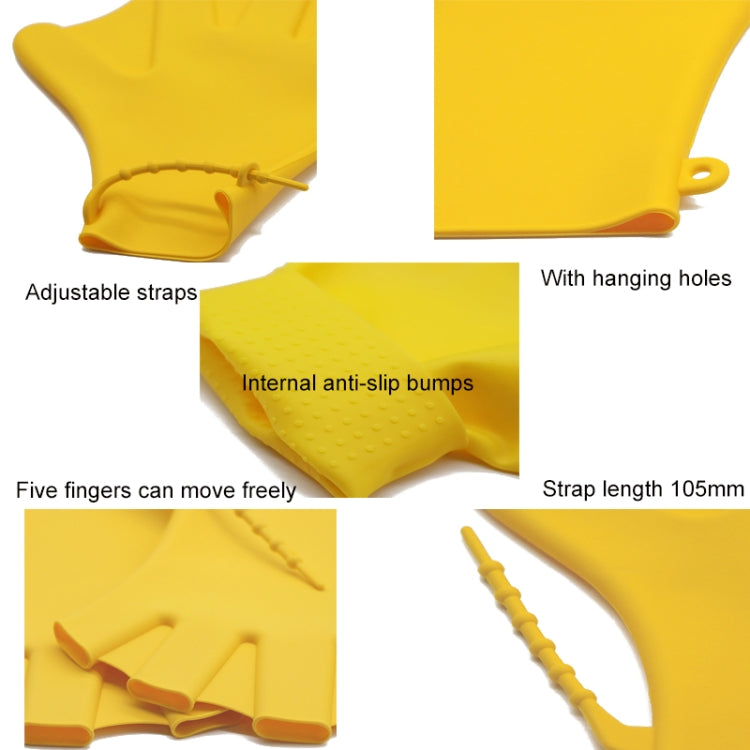 Silicone Swimming Gloves Paddle Palm Adjustable Fins, Size: L