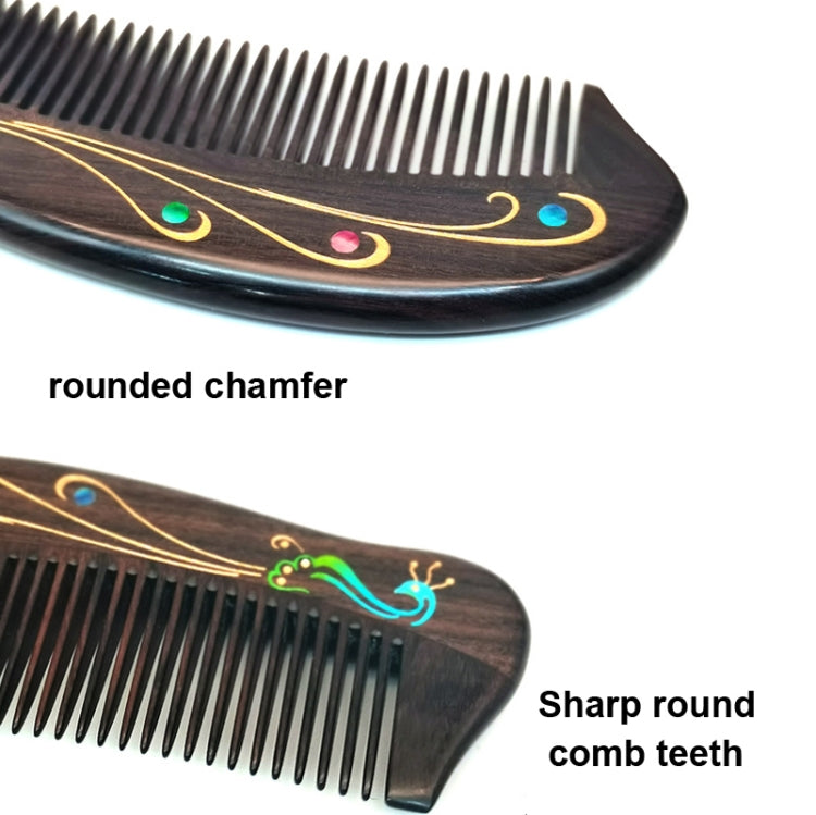 Peacock Sandalwood Comb Art Painted Carved Craft Comb,Package: OPP Bag