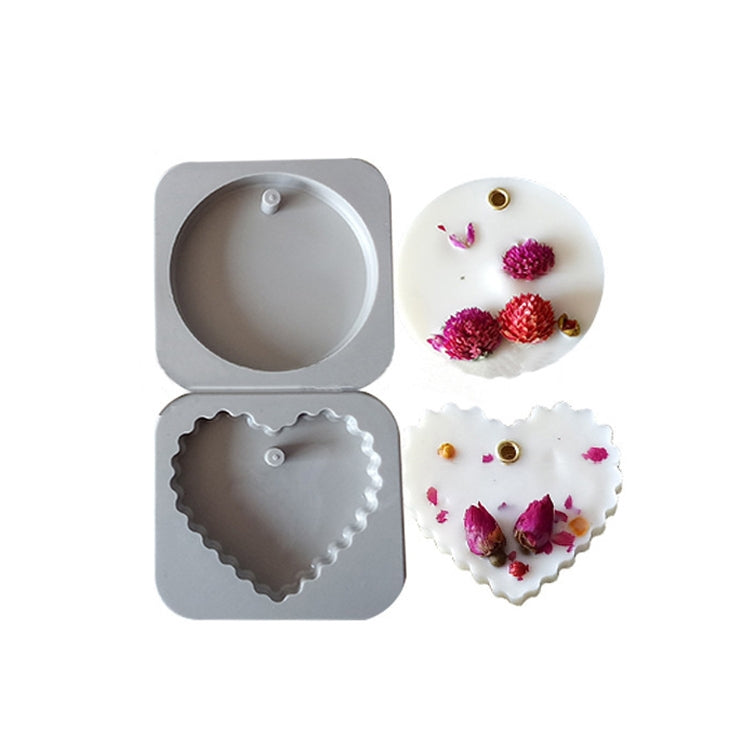2 PCS DIY Handmade Aromatherapy Gypsum Wax Sheet Silicone Mold, Specification: Round&Lace Heart