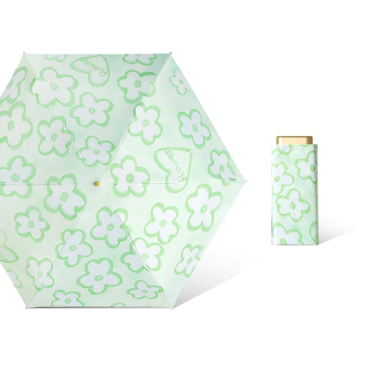 Six Bone Lightweight Sunscreen Umbrella Small Fresh Folding UV Protection Umbrella, Color: Outer Flower Chickweed