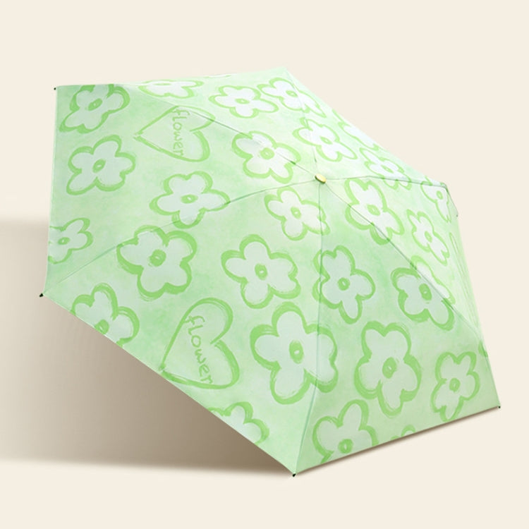 Six Bone Lightweight Sunscreen Umbrella Small Fresh Folding UV Protection Umbrella, Color: Outer Flower Chickweed