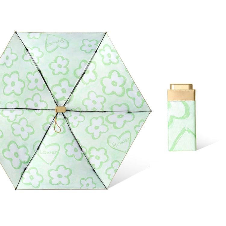 Six Bone Lightweight Sunscreen Umbrella Small Fresh Folding UV Protection Umbrella, Color: Inner Flower Chickweed