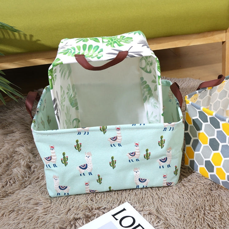 3 PCS Cotton And Linen Desktop Sundries Storage Box With Handle, Size: 38x26cm