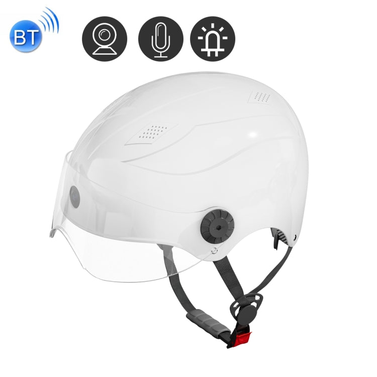 1080P HD Video Smart Helmet, Function: Recorder+Bluetooth Call+Tail Warning Light(White)