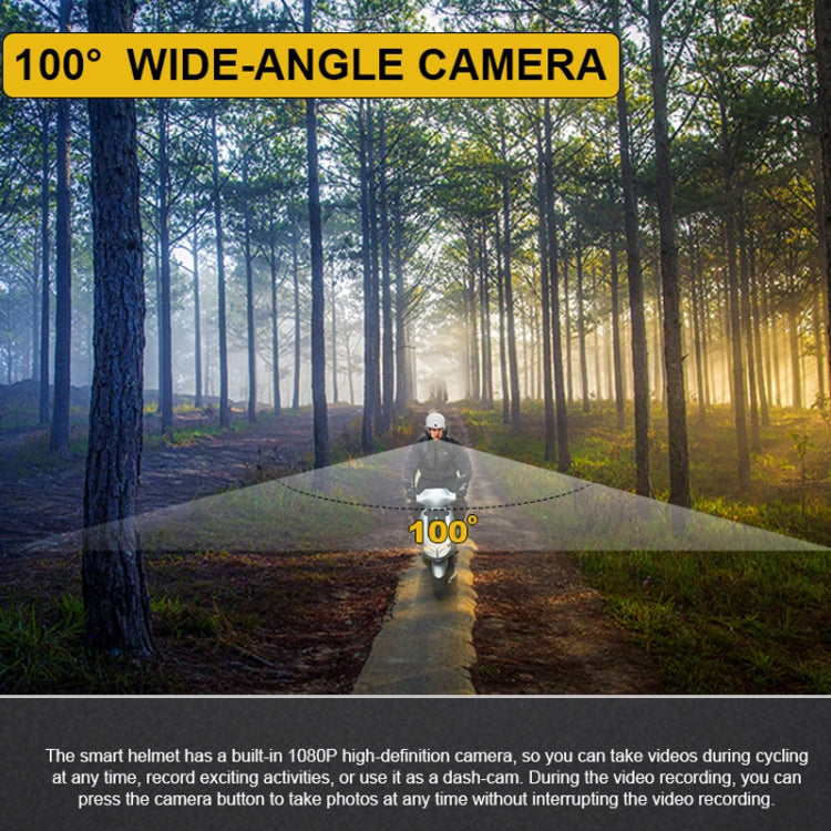 1080P HD Video Smart Helmet, Function: Recorder+Bluetooth Call+Tail Warning Light(White)