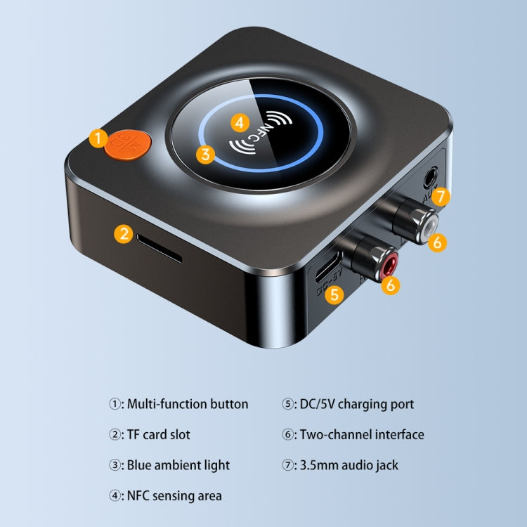NFC Bluetooth Audio Receiver Adapter Aux Plug And Play Support TF Card Music Playback