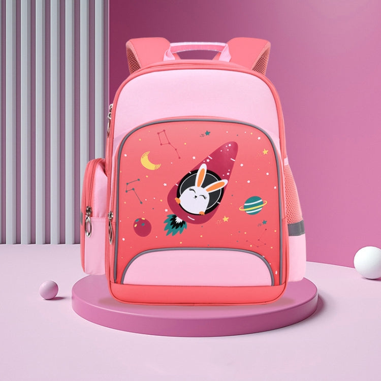 6623 Cartoon Load-reducing Children Schoolbag with Reflective Strips, Size: L (Pink)