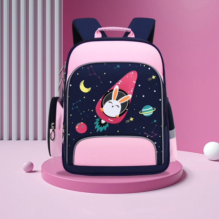 6623 Cartoon Load-reducing Children Schoolbag with Reflective Strips, Size: L (Blue Pink)