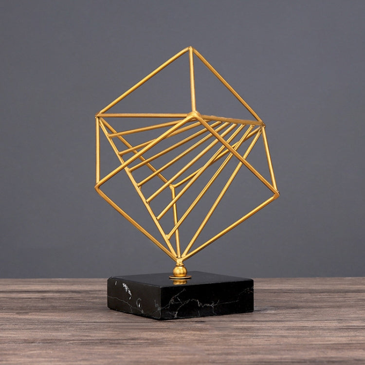 BJ348 3D Geometric Shape Wrought Iron Ornaments, Size: S (Happy Cube)
