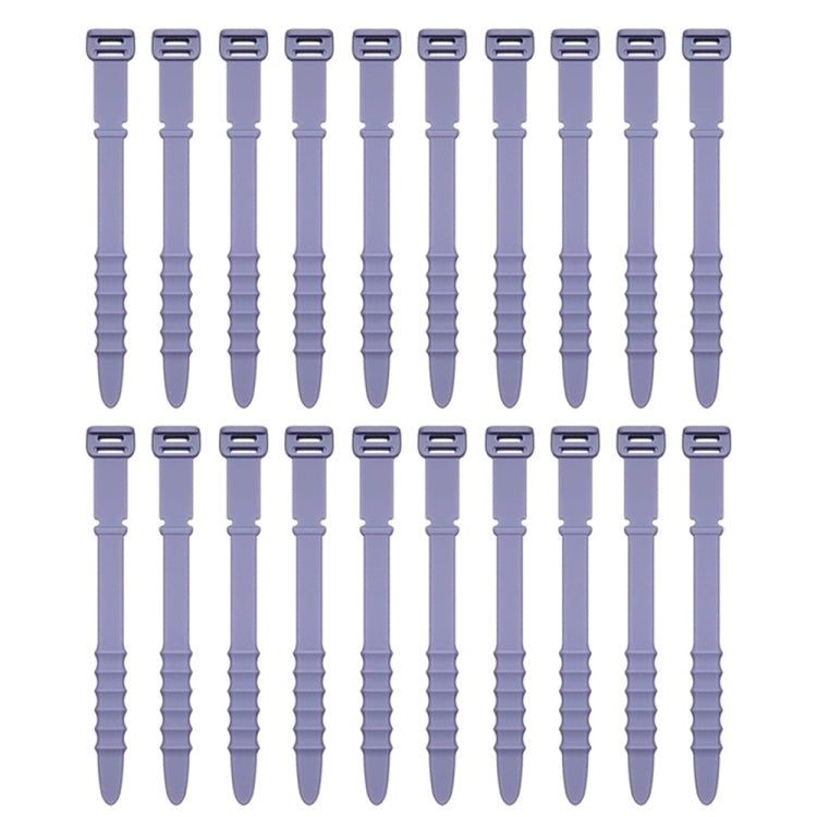 3 Sets 20pcs/Set  Fishbone Silicone Cable Tie Cable Organizer Winder, Color: Purple