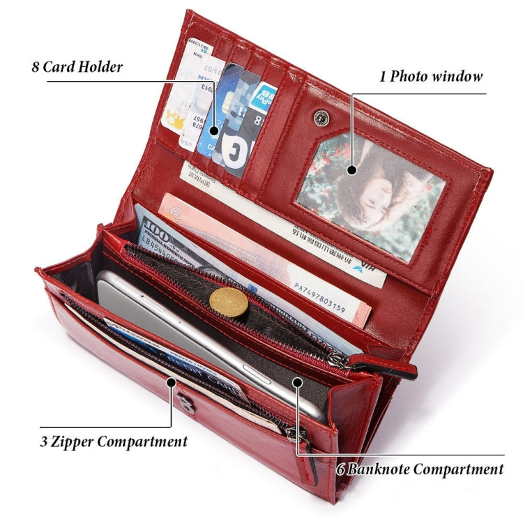 BP806 RFID Anti-Theft Brush Lady Wallet Multi-Card Clutch Bag