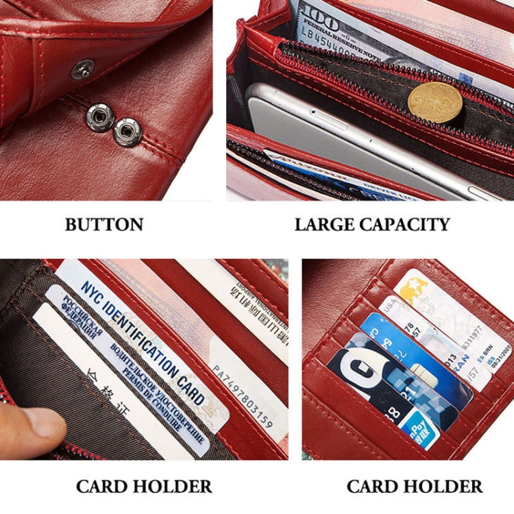 BP806 RFID Anti-Theft Brush Lady Wallet Multi-Card Clutch Bag
