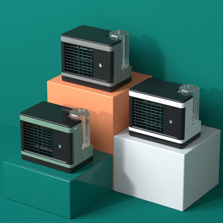 12W Water Cube Air Cooler Office Silent Air Conditioning Fan,Style: Without Spray(Green)