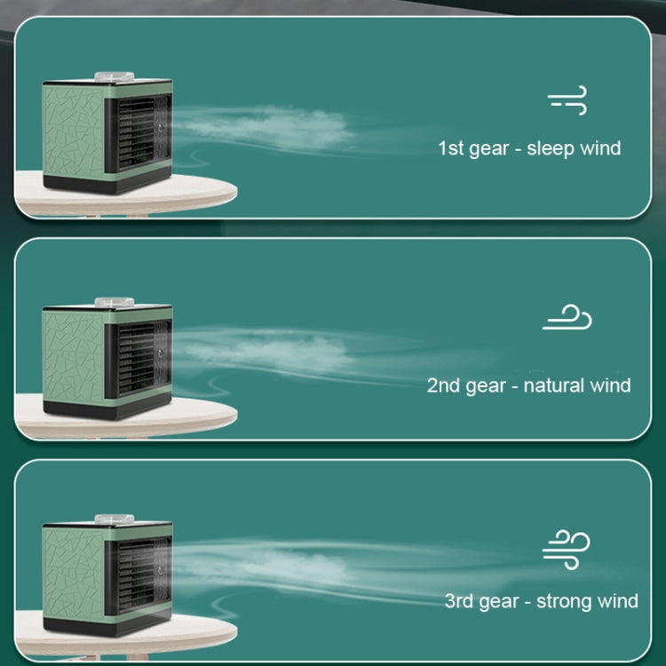 12W Water Cube Air Cooler Office Silent Air Conditioning Fan,Style: Without Spray(Green)