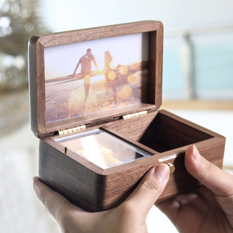 Wooden Jewelry Storage Music Box with Photo Frame Function, Spec: Maple+Necklace Flannel