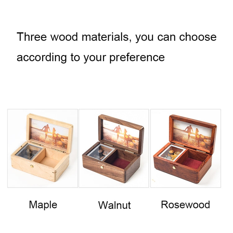 Wooden Jewelry Storage Music Box with Photo Frame Function, Spec: Maple+Necklace Flannel