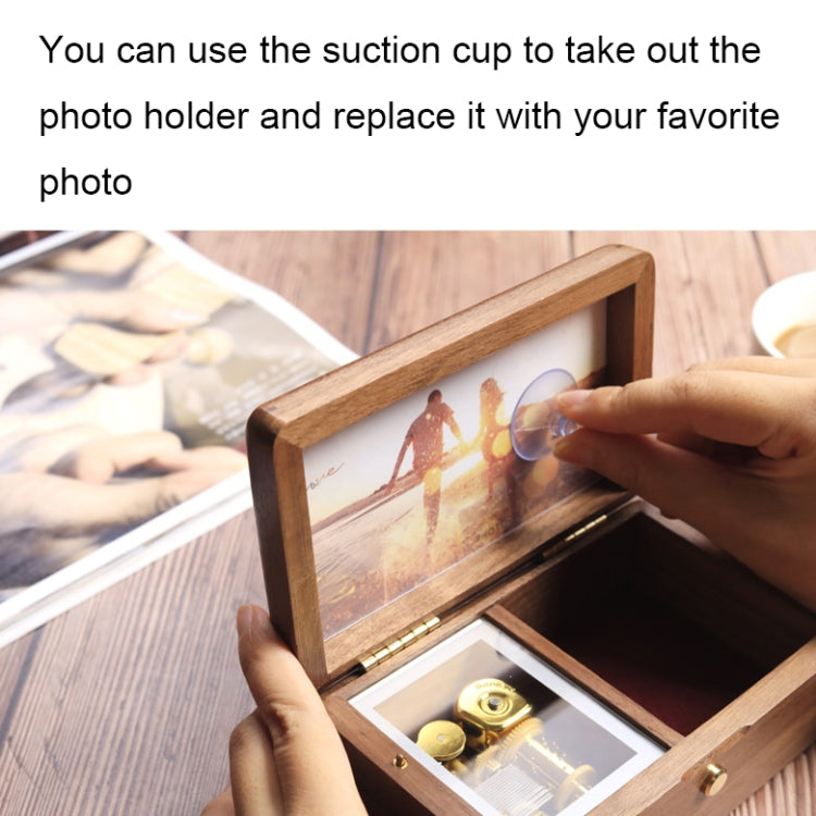 Wooden Jewelry Storage Music Box with Photo Frame Function, Spec: Maple+Necklace Flannel