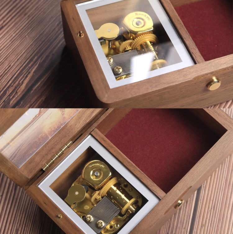 Wooden Jewelry Storage Music Box with Photo Frame Function, Spec: Maple+Necklace Flannel