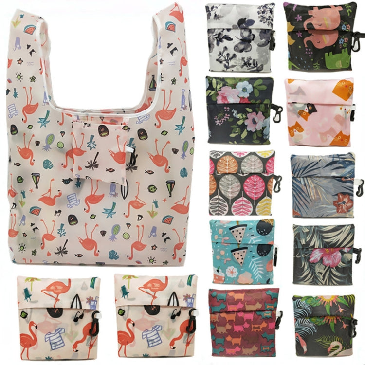 5 PCS M0048 Portable Foldable Printed Shopping Bag