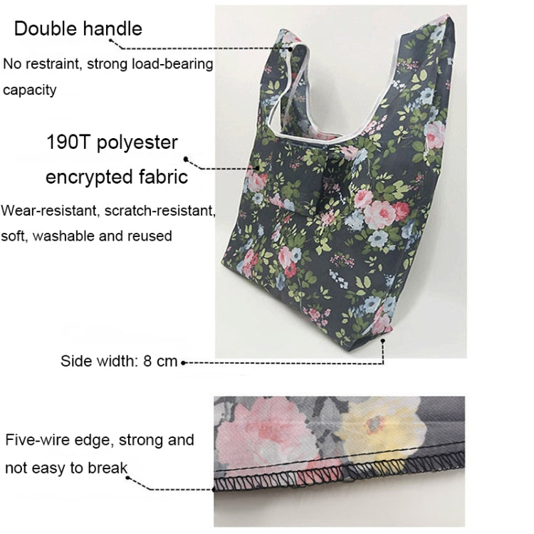 5 PCS M0048 Portable Foldable Printed Shopping Bag