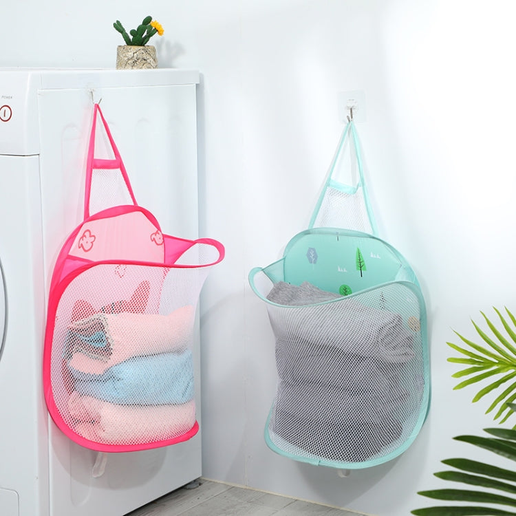 2 PCS 2005 Household Folding Wall Mounted Dirty Basket, Color: Gray Net