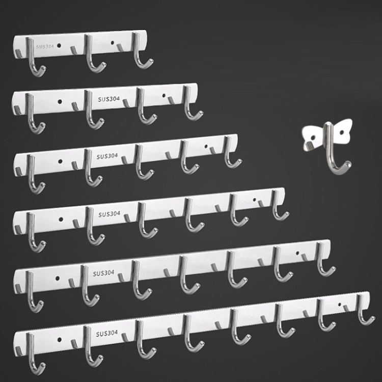 304 Stainless Steel No Punching Door Rear Coat Hook, Specification: 5 Hooks