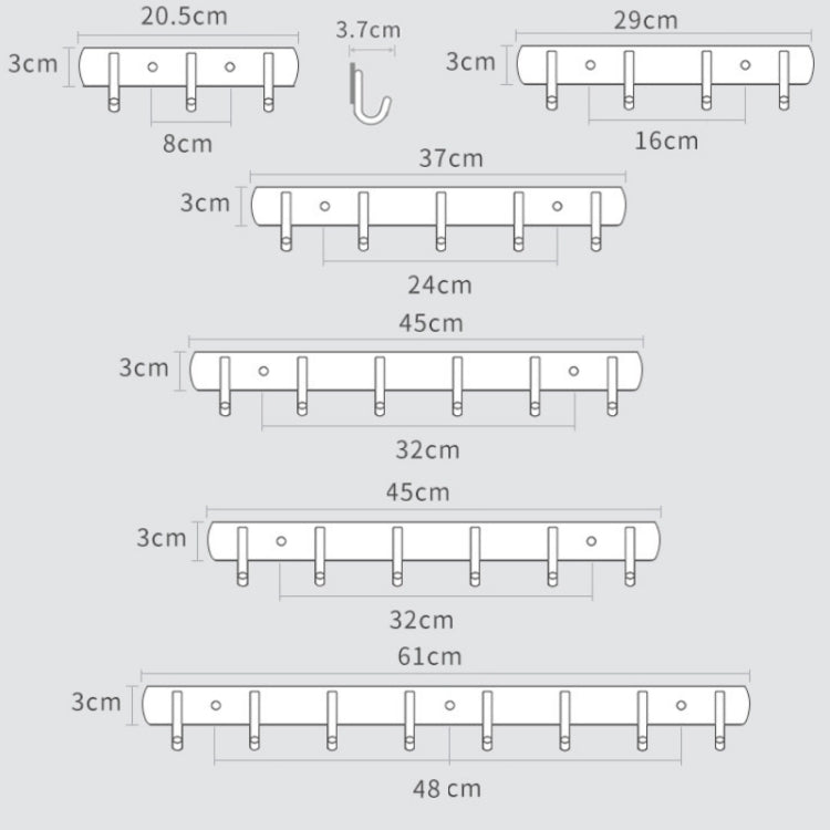 304 Stainless Steel No Punching Door Rear Coat Hook, Specification: 5 Hooks