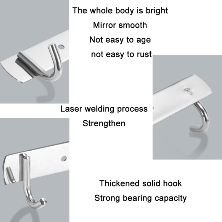 304 Stainless Steel No Punching Door Rear Coat Hook, Specification: 5 Hooks