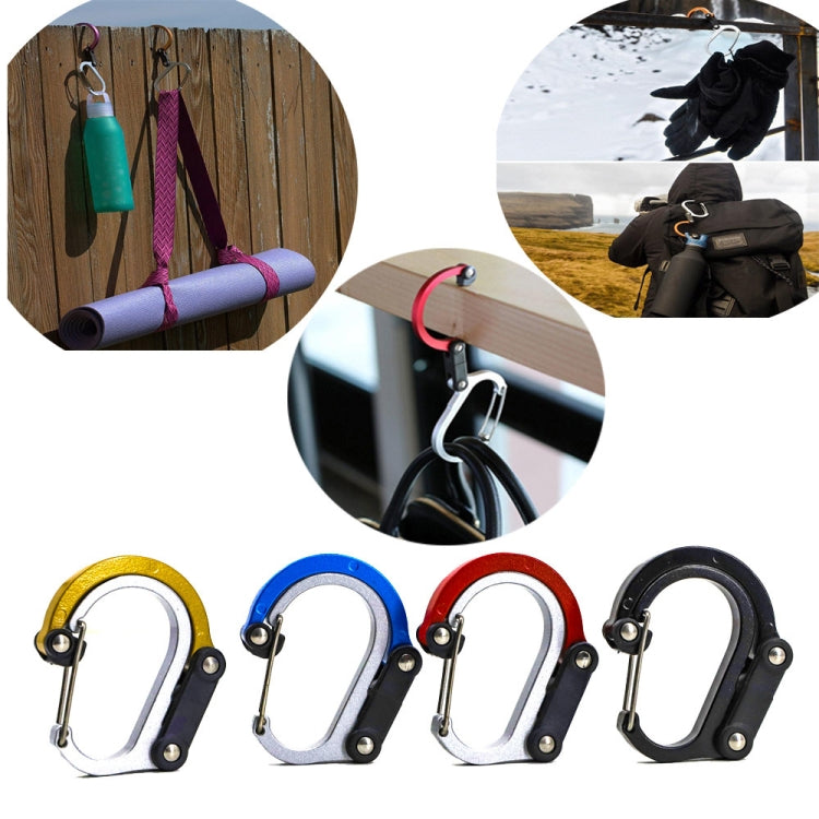 Aluminum Alloy D-type Outdoor Mountaineering Hook, Specification: M (Black)