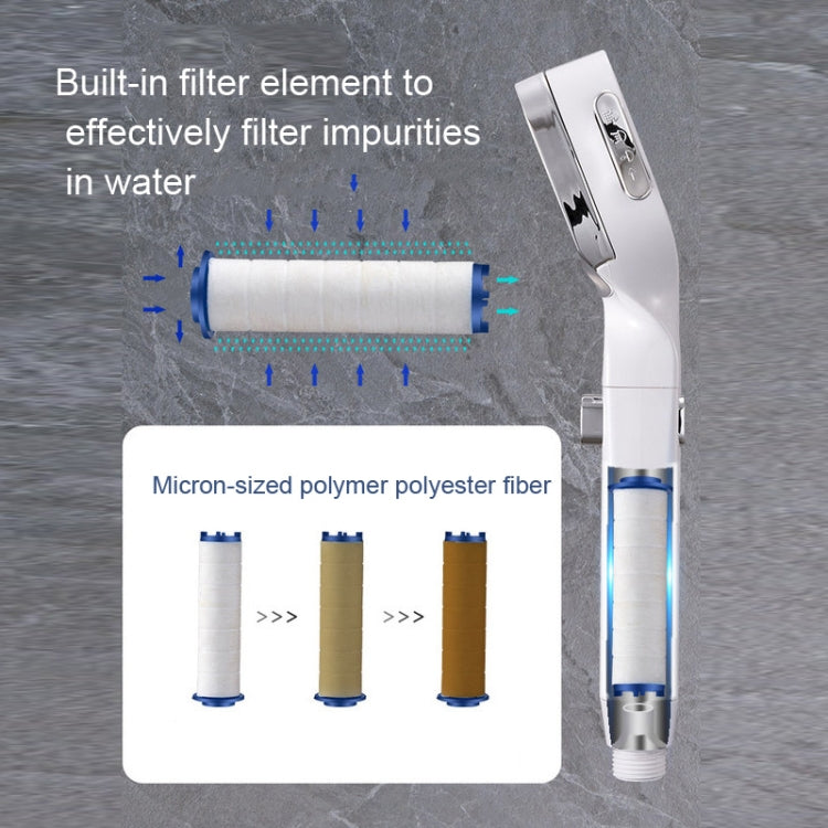 Pressurized Shower Head Four-speed Handheld Shower Set,Style: Electroplated Silver Filter Type
