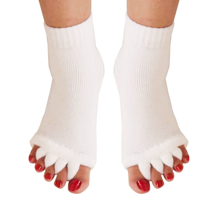 Massage Five-finger Socks Thickened Open-toed Socks, Color: White