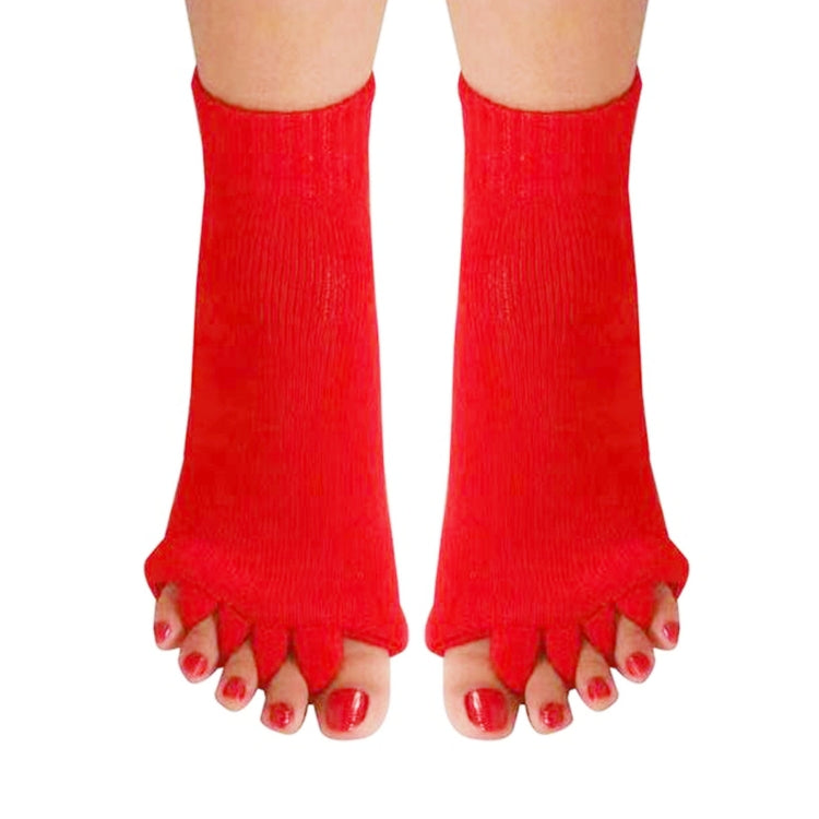 Massage Five-finger Socks Thickened Open-toed Socks, Color: Red